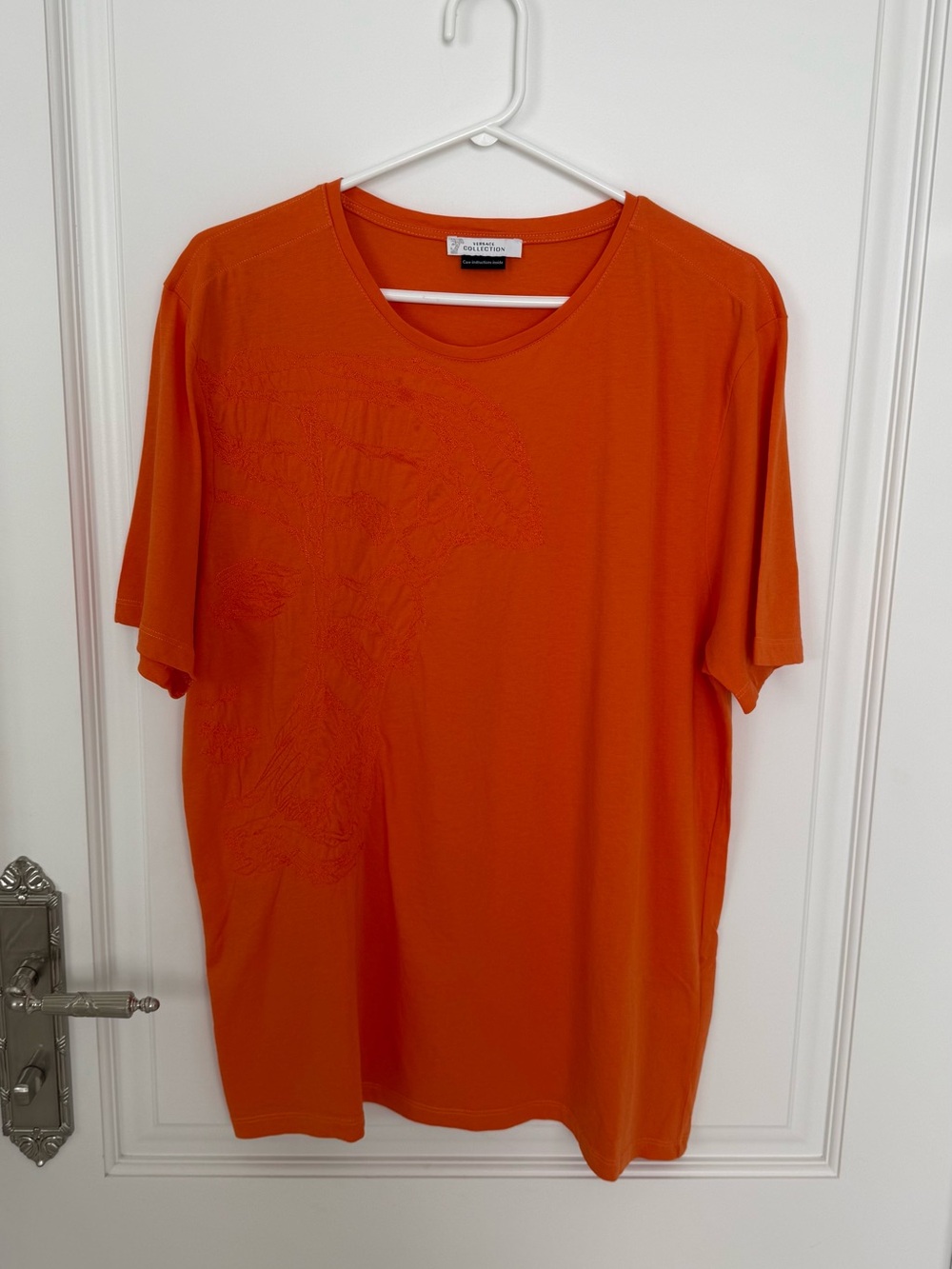 Versace Orange Short Sleeve Crewneck T-Shirt